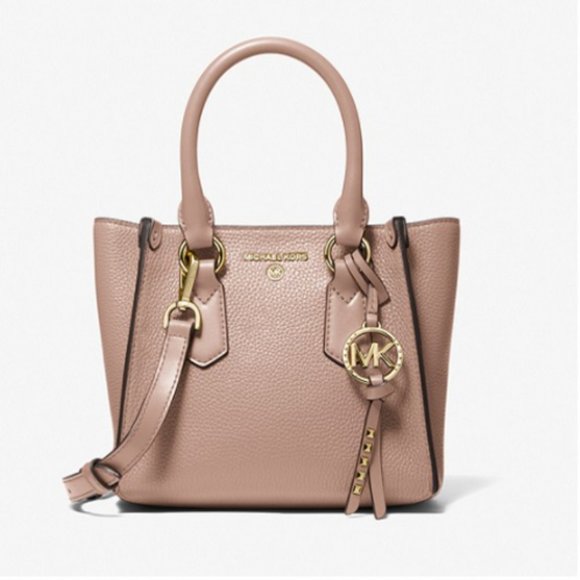 New MICHAEL KORS Kris Small Pebbled Leather Satchel Fawn// NWT Crossb… - Picture 1 of 3
